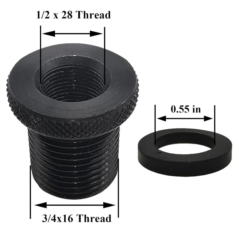 Gugaguga 2 Pack Thread Adapters and Washers, 1/2 * 28-3/4 * 16, Black - Image 2